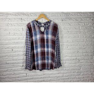 Maurices Womens Top XXL Plus Tunic Long Sleeve Keyhole Neck Rayon PLA32E